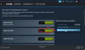 گزینه Redeem a Steam Gift Card or Wallet Code کلیک کنید.