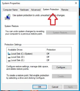 روی دکمه "System Restore" کلیک کنید.