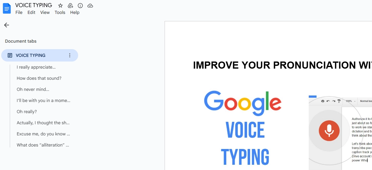 ابزار ترجمه و ویرایش زیرنویس Google Docs Voice Typing