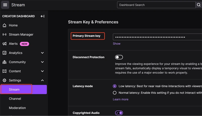 دریافت کلید استریم بازی با OBS