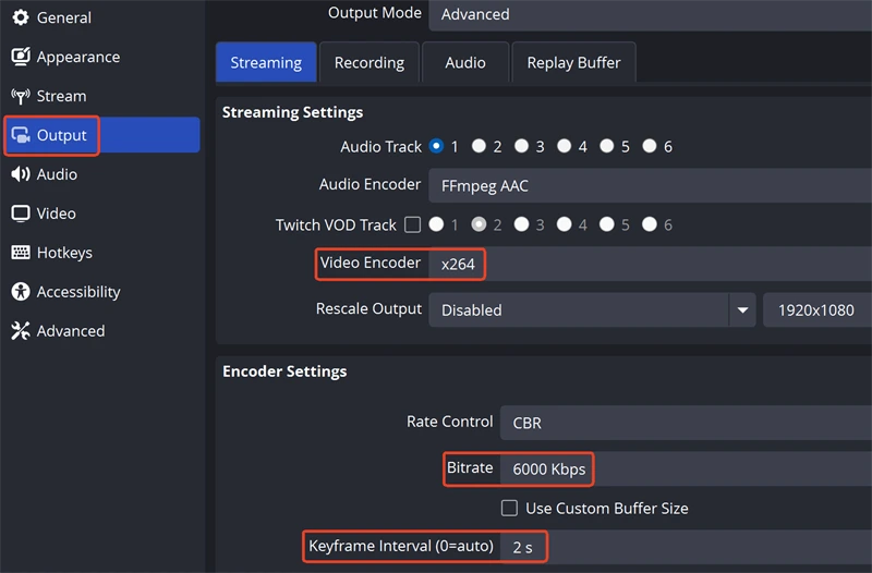 تنظیمات خروجی (Output Settings)