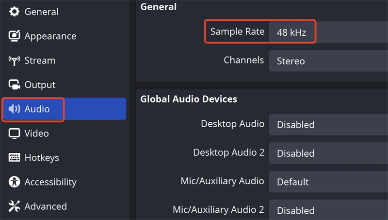 تنظیمات صوتی (Audio Settings)